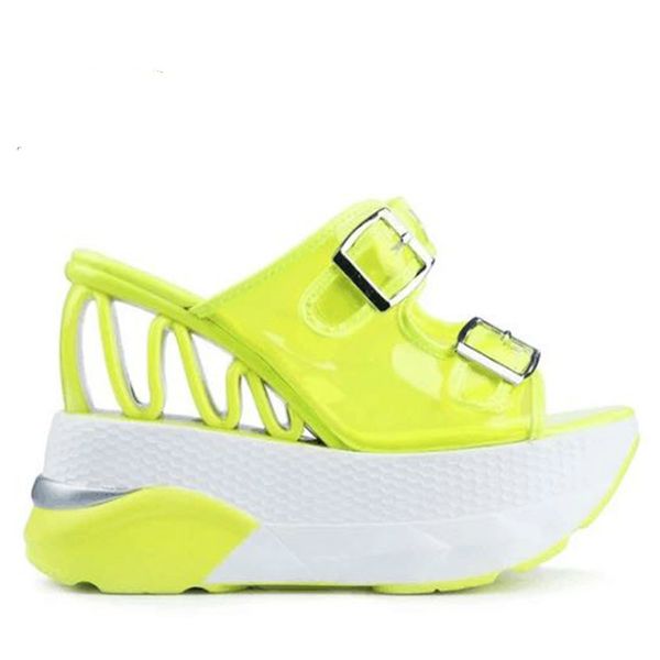 

summer women wedge sandals transparent pvc shoes woman casual super high heels platform ladies slides female sandals