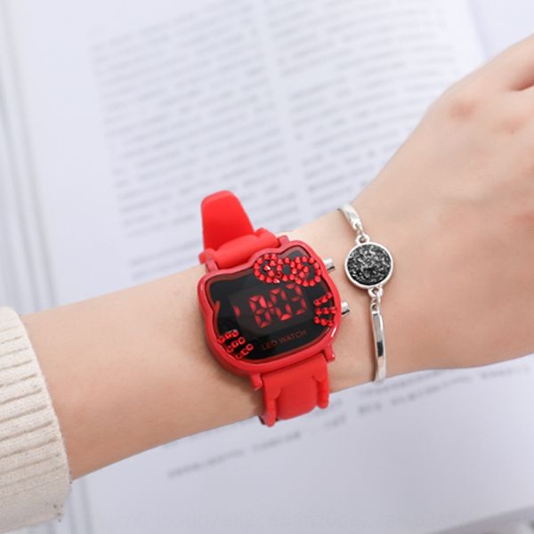 

female student children children girl boy cartoon kthellokitty female cute cat electronic electronic watch watch watch, Blue