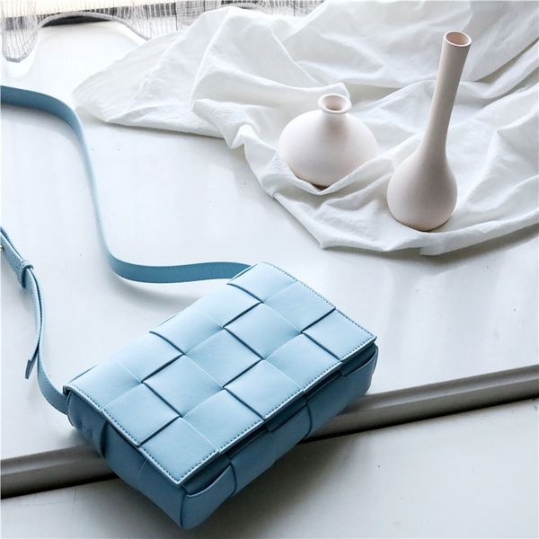 

fascinating2020 style women's fashion year single shoulder crossbody casual large plaid woven stitching small square bag