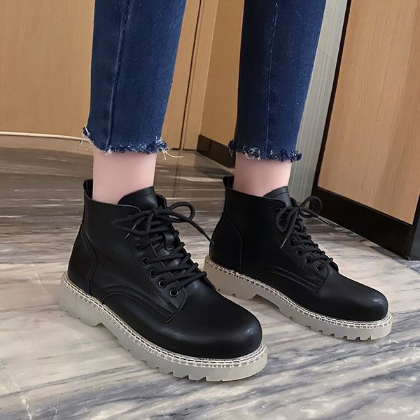 

2020 boots women soft leather shoes for autumn boots shoes woman casual spring leather botas mujer female ankle size 35-40, Black
