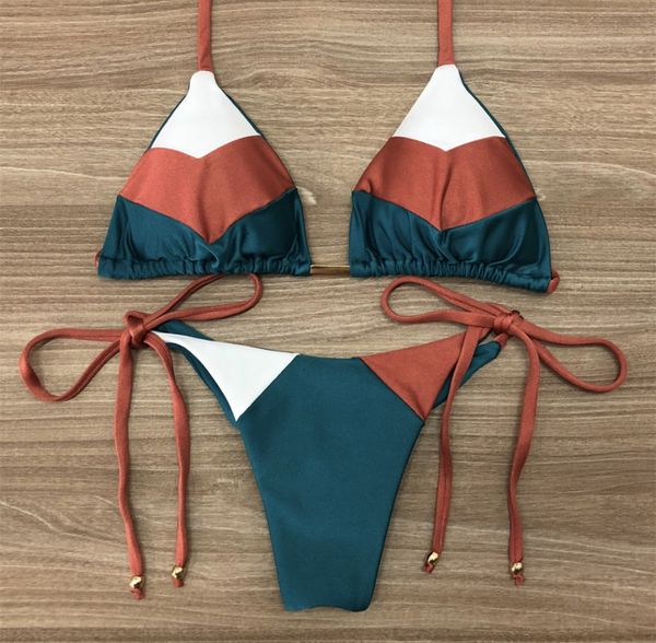 

9colors printed bandage split swimsuit two piece bikini set thong brazilian bikinis with pad female swimwear beach wear biquini, White;black