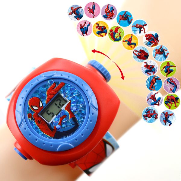 

new spiderman kids watches princess projection cartoon pattern digital child watch for boys girls led display clock relogio, Slivery;brown