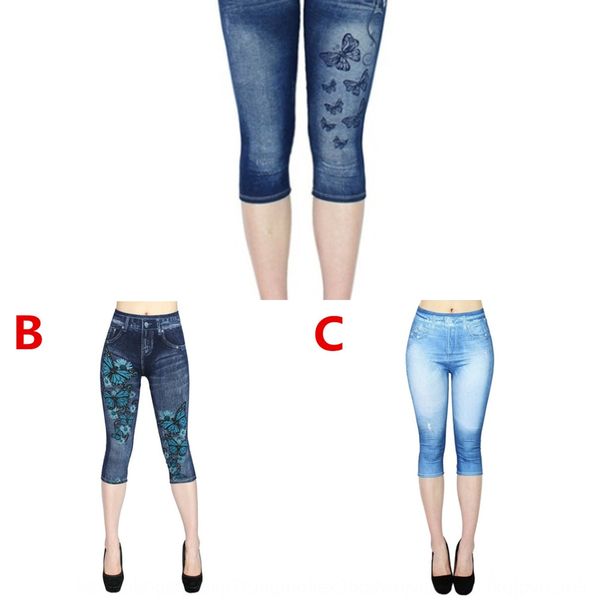 

faux denim leggings capri tight jumpsuit jumpsuit pants pants women's women's printed one-piece trousers, Black;white