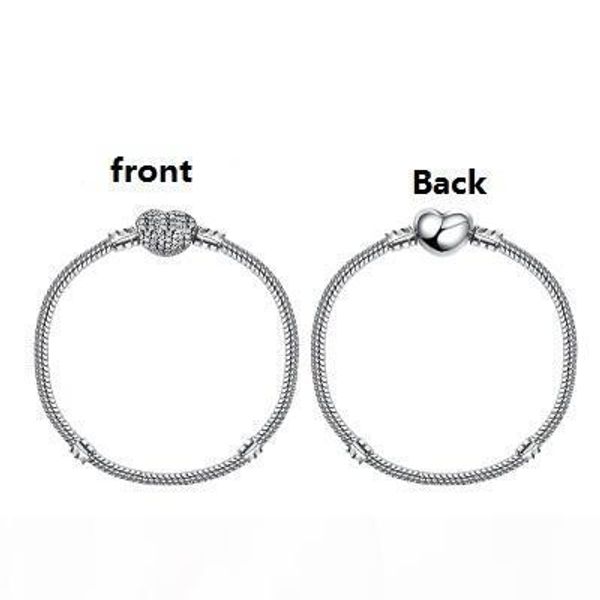 

r 925 silver plated cubic zircon heart charm bracelets fit european bead statement jewelry bangle for women men christmas gift, Golden;silver