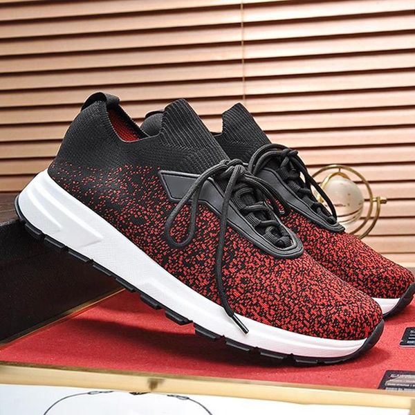 

2020 fashion shoes mens breathable prax 01 knit fabric sneakers plus size mens shoes luxury chaussures pour hommes footwears d540 drop ship, Black