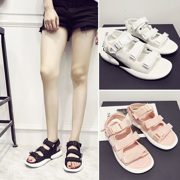 

2020 new summer sandals women wedge high heels shoes women buckle leather canvas colorblock wedges woman sandal, Black