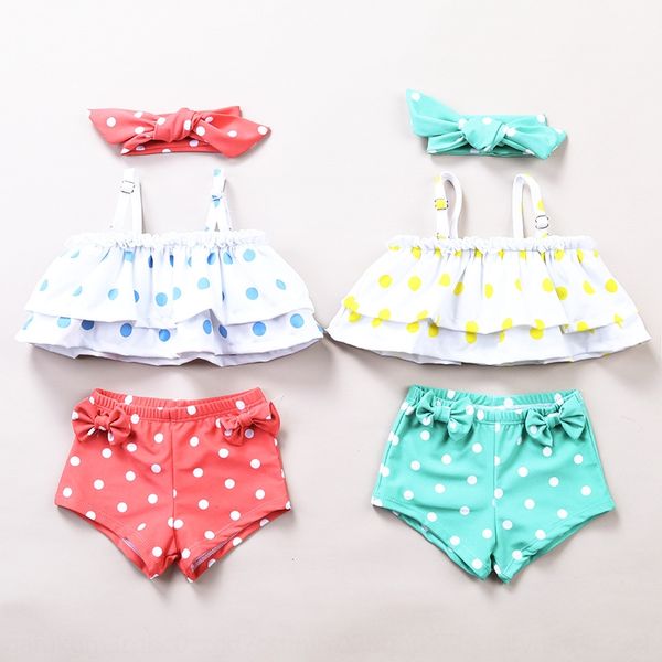 

korean children's female cute baby children's boxer pants swimsuit split polka dot ruffled boxer pants spring infant swimsuit, White;black