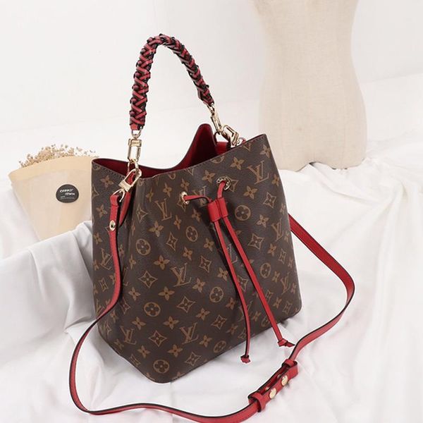 

new arrival vintage for womens leather bucket bag handbag drawstring shoulder bag messenger crossbody bags handle tote luxury bags