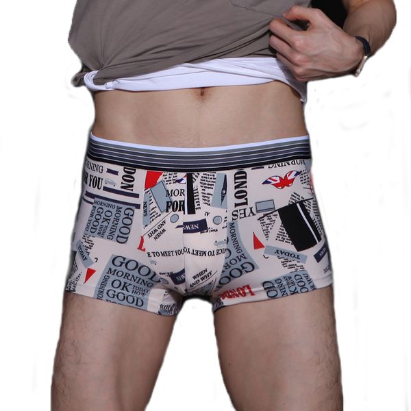 

ice silk underwear men lovely cartoon print boxer shorts homme male comfortable underpants men's boxers breathable panties, Black;white
