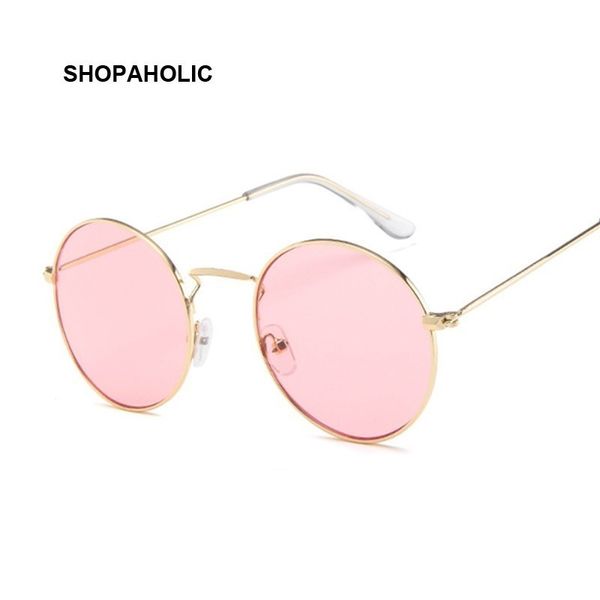 

vintage classic metal round sunglasses women small new prince retro brand red orange pink clear glasses women shades uv400, Blue