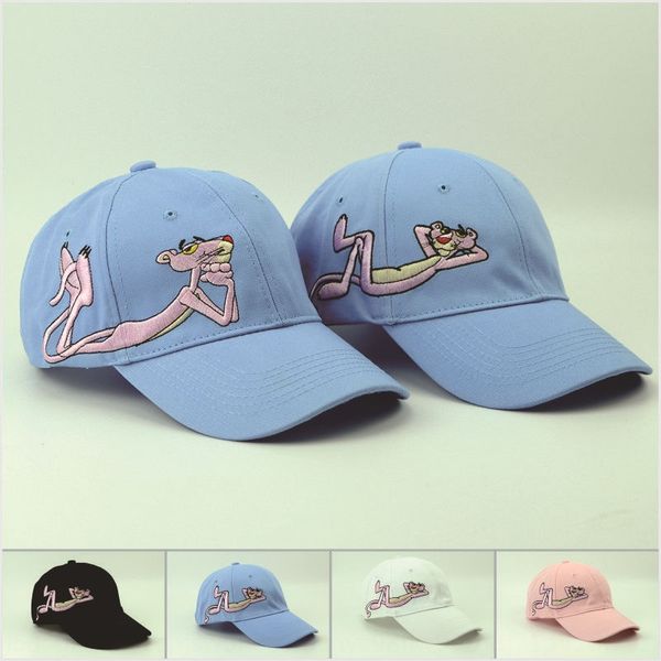 

new fashion couple pink panther baseball cap female outdoor sunscreen baseball cap, Blue;gray