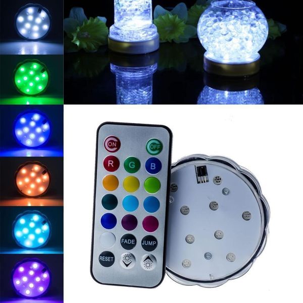 

led lights for party, 10 led submersible lights for wedding hookah bong decor, remote control tealight candle light waterproof rgb