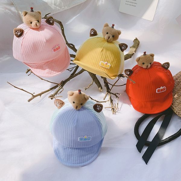 

h1049 2020 new korean cartoon bear head flip baby h1049 2020 new cute fresh soft hat cute fresh soft edge hat, Yellow