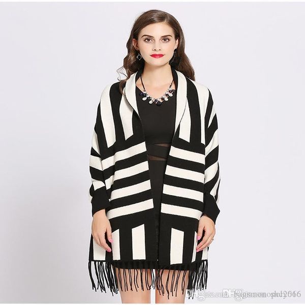 

autumn and winter selling womenwinter new shawl fashion striped design cardigan shawl cloak ladies winter warm personality bat sleeve shawl, Black