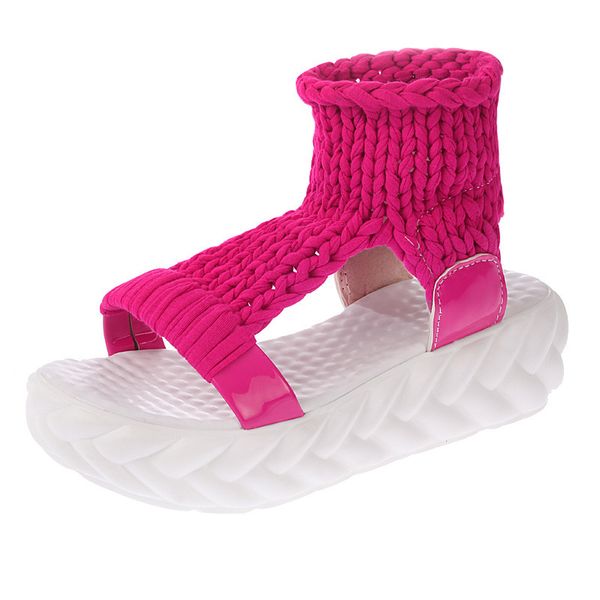 

comfortable casual wool women's summer sandals 2018 new arrival knit platform shoes candy color wedge sandalias cs07, Black