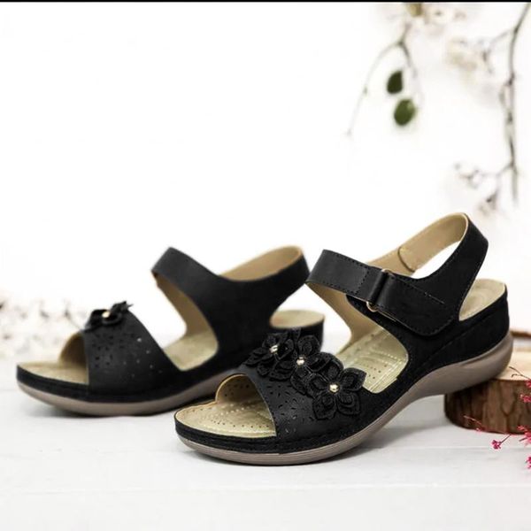 

women sandals plus size 44 wedges shoes woman heels sandals chaussures femme soft bottom platform gladiator casual shoes, Black