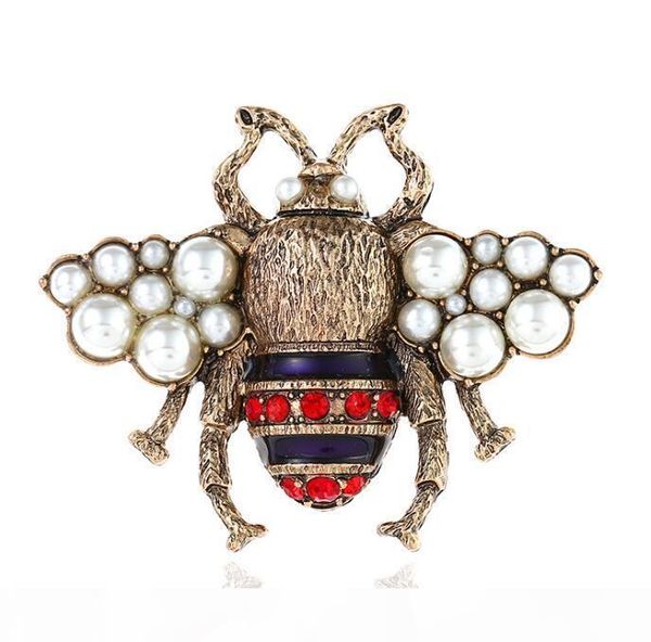 

дизайнер броши pins цинковый сплав кристалл pearl мода женщин ретро насекомых пчелы брошь pins античное золото оптовой продажи ювелирных изд, Gray