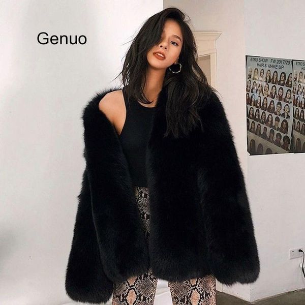 

winter faux fur coat female black fur jacket furry thick warm outwear 2020 new fashion