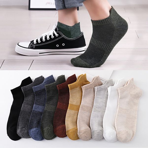 

mens socks short sunner cotton street fashion solid color ankle socks men10 pairs enkelsokken calcetines tobilleros hombre, Black