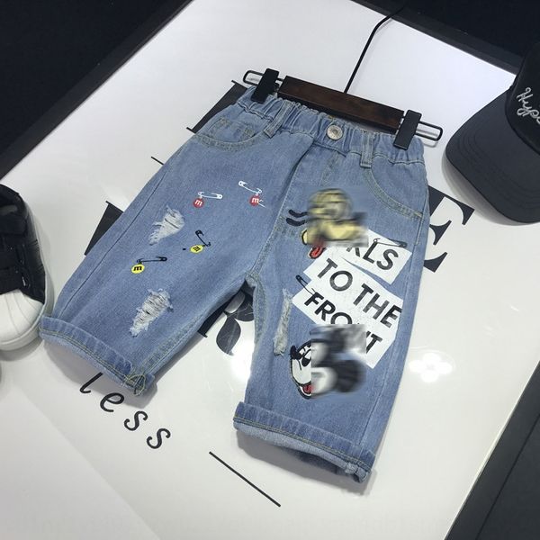 

4uuok new cartoon and printed neutral five-point pants new cartoonjeans and jeans printed denim neutral five-point denim p, Blue