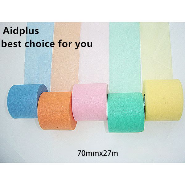 

70mm*27m basketball football bandage elastic foam wrist bandage skin bottom film sports waist elbow bandage knee pads pu foam wrap, Black;gray