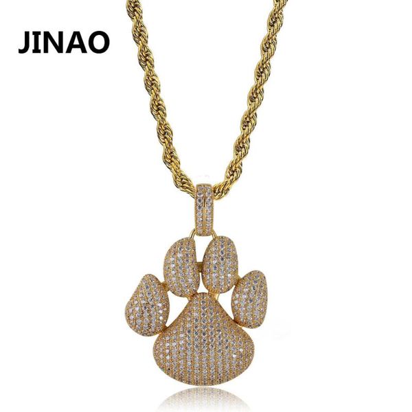 

jinao hip hop fashion dog cat claw necklace cubic zircon gold silver color pendant for man women iced out chain micro pave