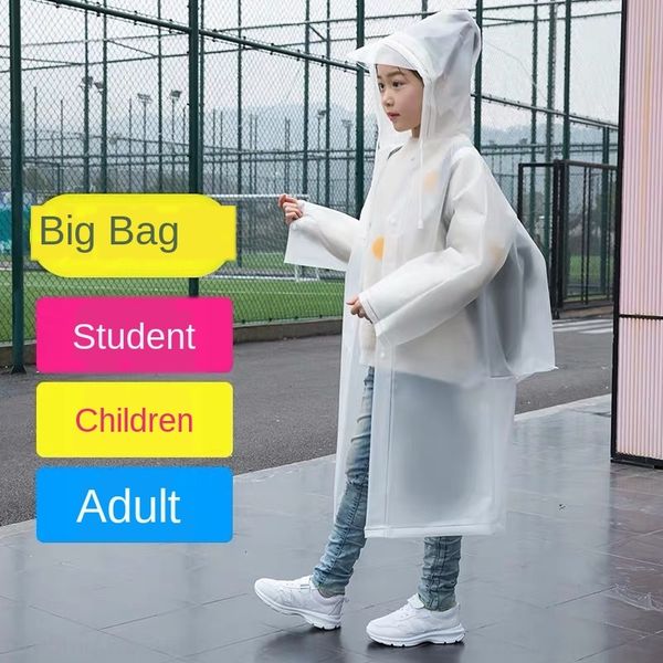 

пальто детский дождевик рюкзак для девочек, мальчиков длинный большой доверху утолщенной водонепроницаемый рюкзак для учащихся начальной шко, Black