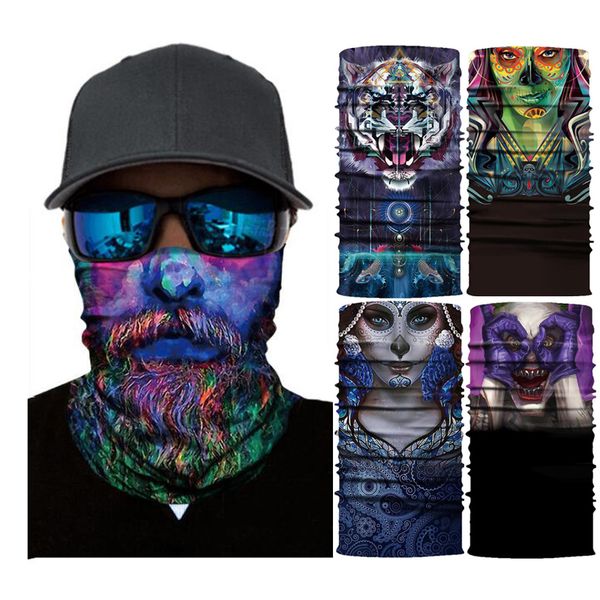 

magic bandana scarf tubular 3d dream cartoons printed locomotive headband bandana bike hike camp run face headband scarf, Black