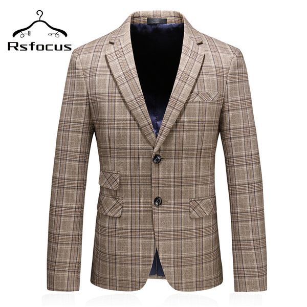 

men's suits & blazers rsfocus khaki plaid blazer for men 2021 casual masculino plus size wedding dress mens formal xz028, White;black