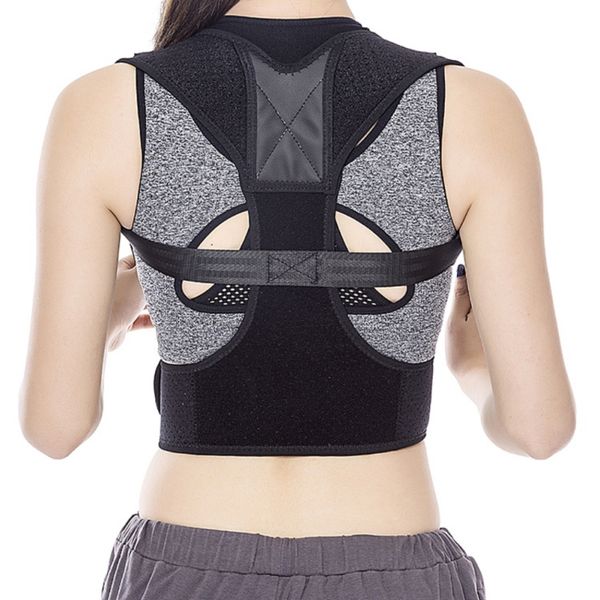 

adjustable men women back posture corrector clavicle spine back shoulder lumbar brace support belt posture correction zl07, Black;blue