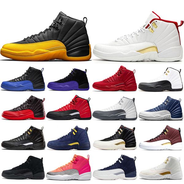 

university gold 12 12s mens basketball shoes reverse flu game indigo gym red fiba ov black the master mens trainers sneakers shoes 7-13