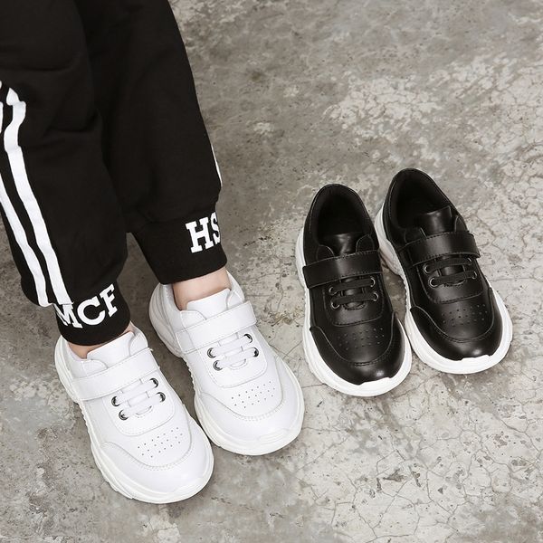 

2020 new children's genuine leather children's sports korean style girls' shoes online red daddy shoes, Black