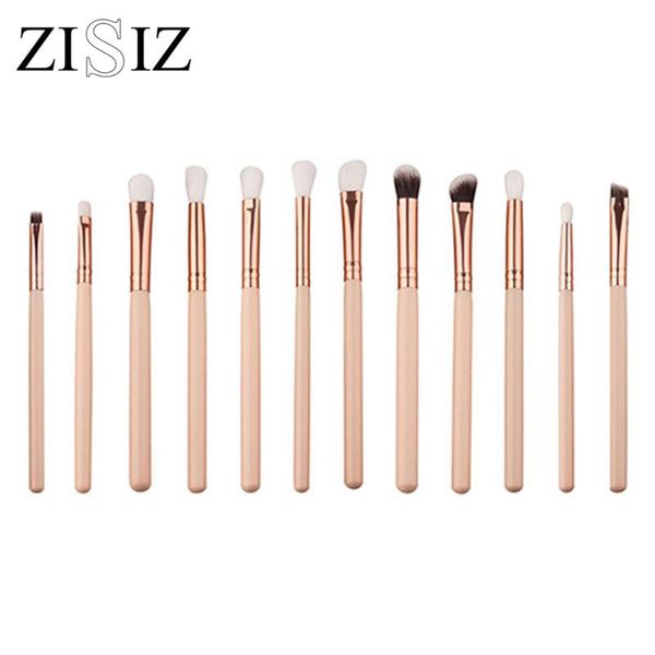 

zisiz 12 pcs/set pink black makeup brush set eye shadow power concealer foundation blush makeup brush set beauty tools