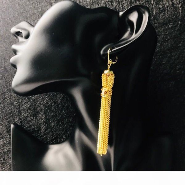 

o european and american early spring new metal chain tassel fashion designer earrings luxury designer jewelry women earrings, Golden