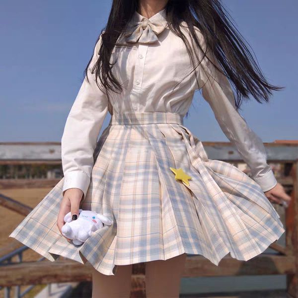 

lemon & sea salty] student jk uniforms girls japanese sweet school uniform long/short sleeve sailor costume pleated skirt suits, White