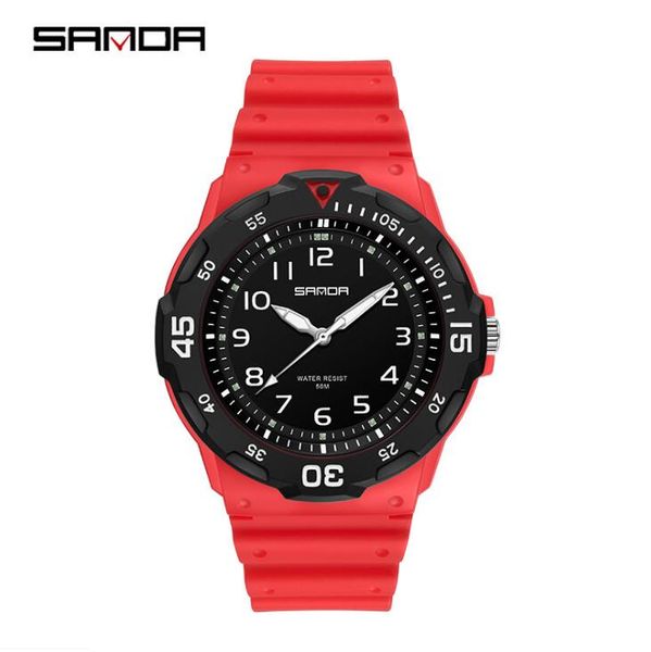 

sanda simple couple watch fashion trend outdoor casual men and women middle school students watches, Slivery;brown