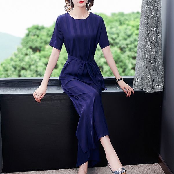 

rtked 2020 summer korean style pantswide leg pantscasual western style fashion royal sister temperament short sleeve skirt pants wid, Gray