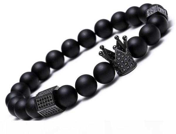 

e black skull men titanium steel bracelet 8mm natural onyx stone beads skull charm bracelet jewelry fashion men