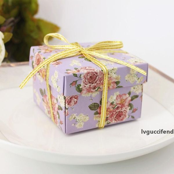 

candy box bag chocolate paper gift box flower green purple for birthday wedding party decoration craft diy favor baby shower