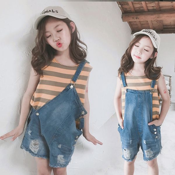 

children's summer clothes 2020 new fashion creative cut denim women's big boy and shorts fashionable men's belt denim shorts, Blue