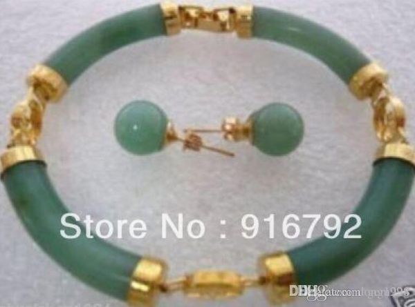 

ювелирные изделия красивые зеленые каменные серьги браслет наборы, Silver