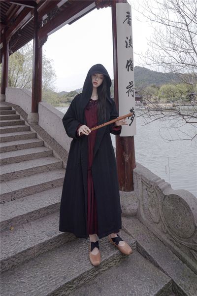 

small warm self-made dark yamamoto wind buckle women's loose long trench 4 colors windbreaker coat coat coat, Tan;black