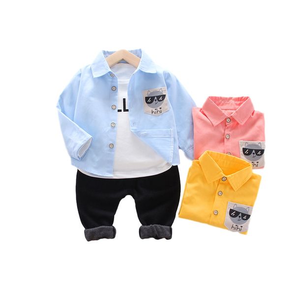 

spring autumn baby boys clothes suit children cotton coat t shirt pants 3pcs/sets toddler casual costume infant kids tracksuits, White