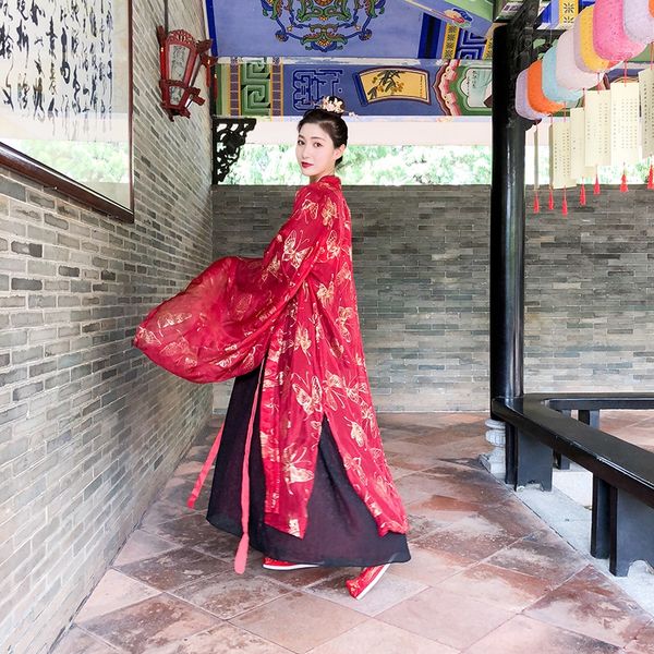 

bpqsp han women's gilded sleeve daily fresh and elegant two-color han women's gilded butterfly sleeve butterfly shirtshirt shirtsh, Black;red