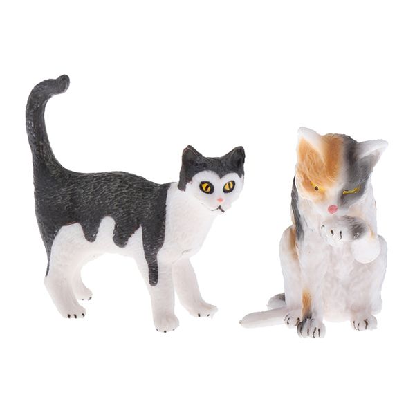 

2 pieces simulation animals pet cats figures model home tableyard decor