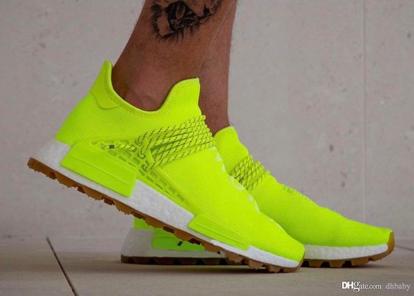 

high authentic pharrell williams hu gum pack solar yellow men women running shoes human race pink black cream white sports sneakers ef2335