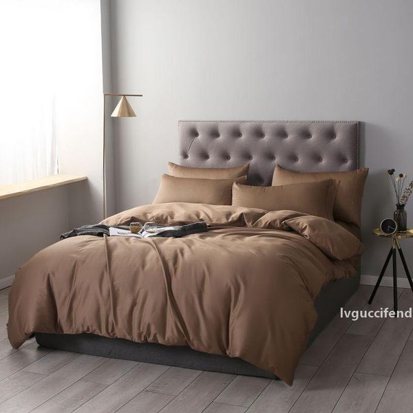 

4pcs 600tc egyptian cotton solid color bedding set soft l collection comforter cover with zipper,ties bed sheet pillowcases