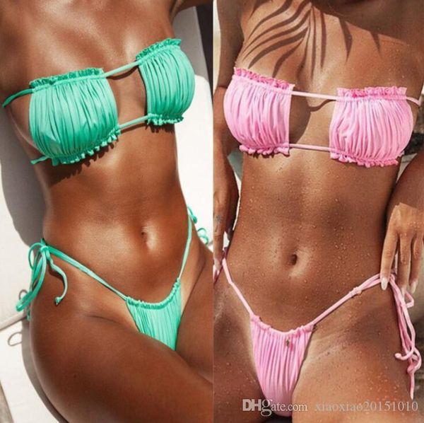 

bikinis for women 2020 bikini set push up cut flower two piece swimsuit female bandage swimwear bathing suit biquini 1208, White;black
