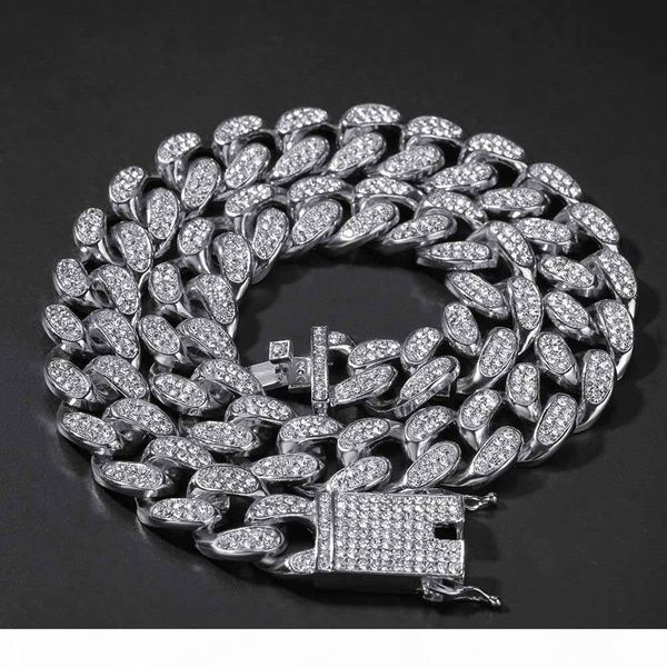 

hip hop bling iced out 20mm 16-24inches heavy cuban link chain necklace gold silver jewelry for men