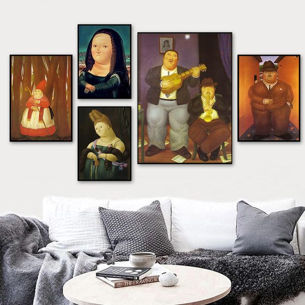 

nordic funny art mona lisa canvas paintings by fernando botero famous wall art pictures for living room home decor (no frame
